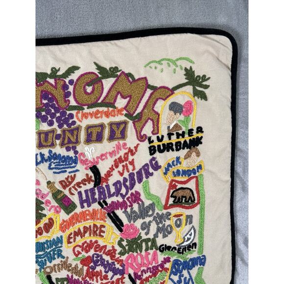 Catstudio Sonoma County Original Hand Embroidered Decorative Pillow 2012 USA 2 - Picture 6 of 16